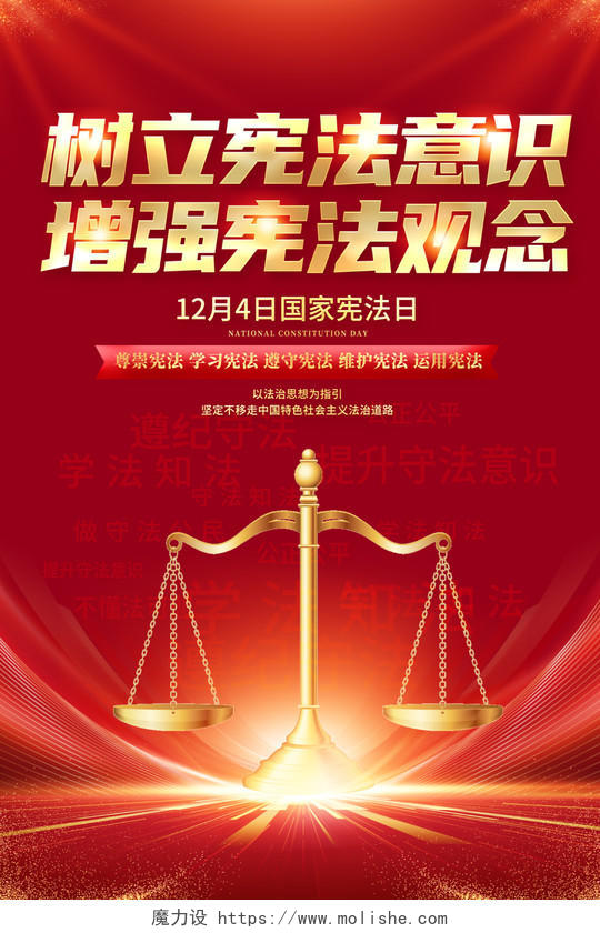 2022红色党建国家宪法日海报国际宪法日